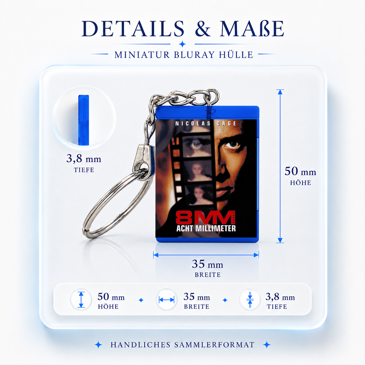 8mm: Acht Millimeter - Film Miniatur Blu-Ray Hülle Schlüsselanhänger