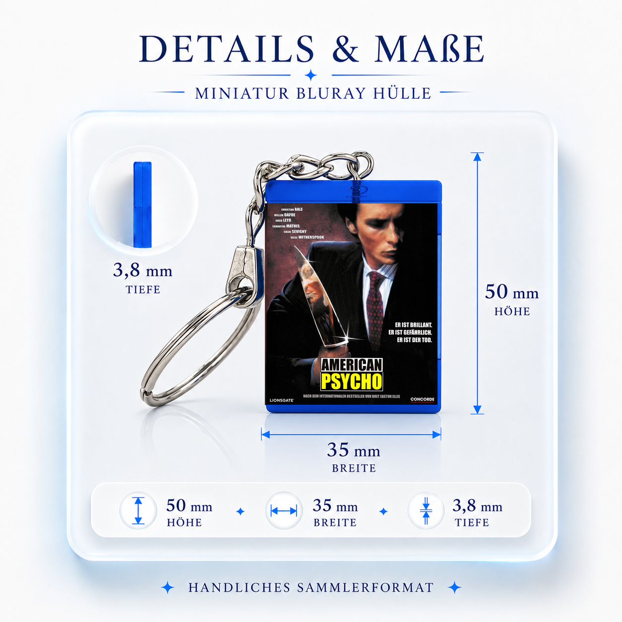 American Psycho - Film Miniatur Blu-Ray Hülle Schlüsselanhänger