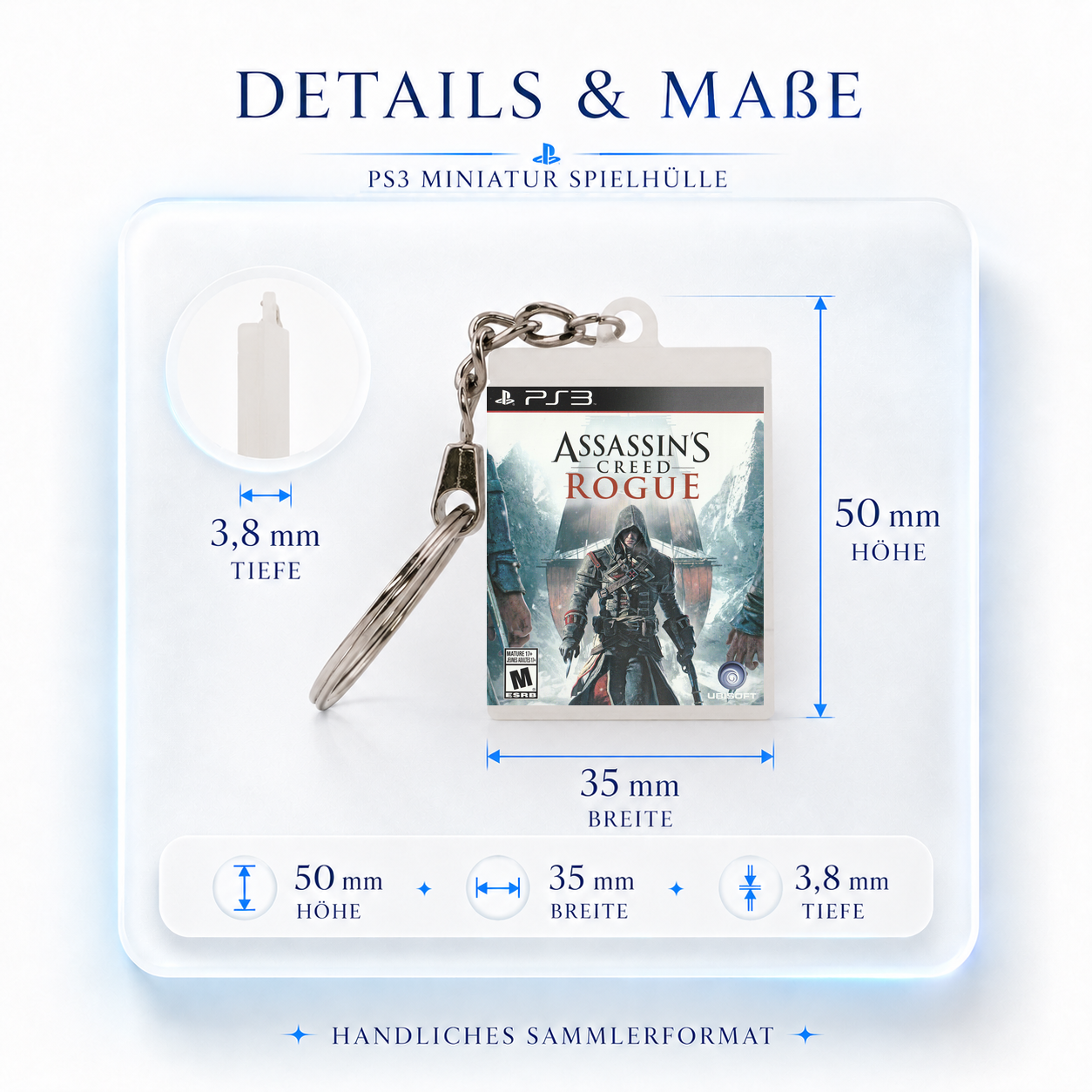 Assassin's Creed: Rogue - PS3 Miniatur Spielhülle Schlüsselanhänger