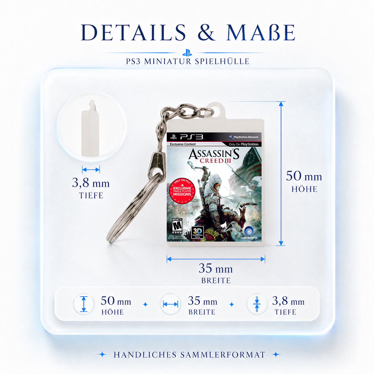 Assassin's Creed III - PS3 Miniatur Spielhülle Schlüsselanhänger