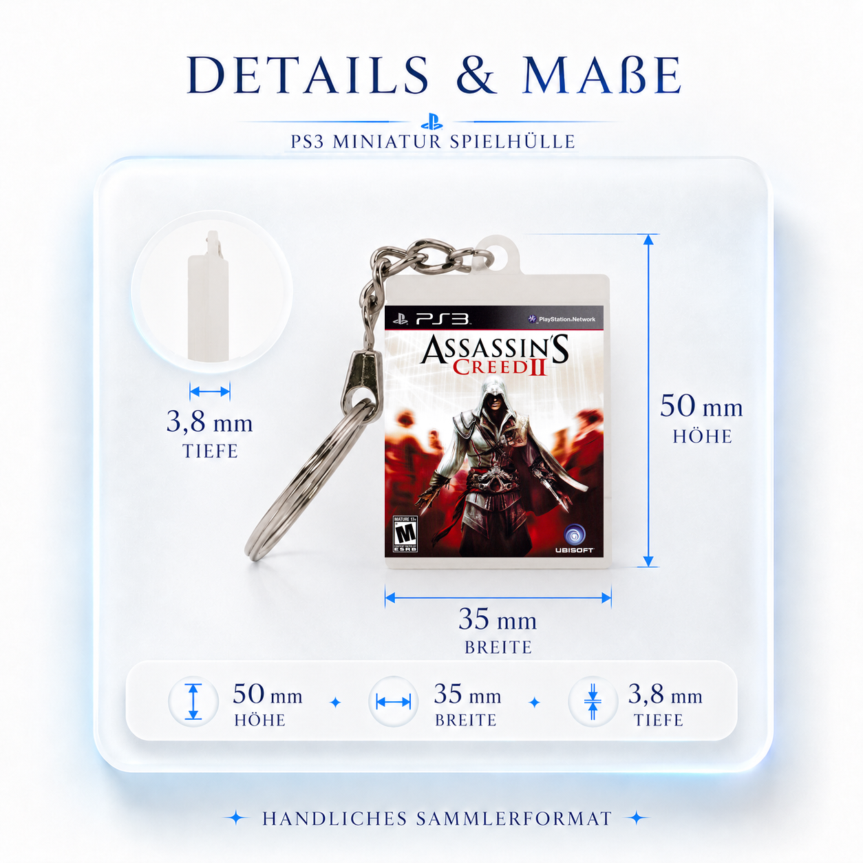 Assassin's Creed II - PS3 Miniatur Spielhülle Schlüsselanhänger