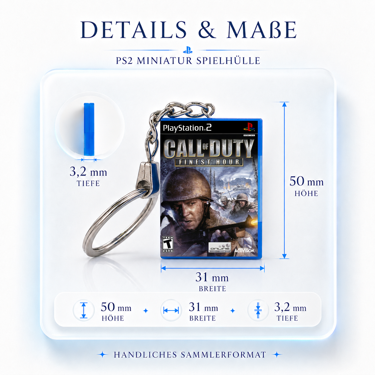 Call Of Duty: Finest Hour - PS2 Miniatur Spielhülle Schlüsselanhänger