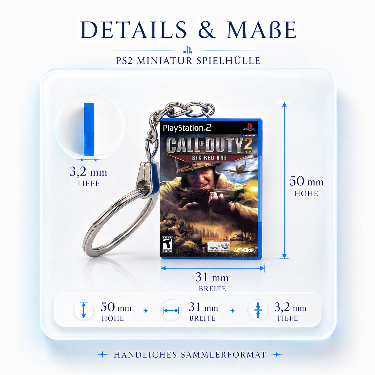 Call Of Duty 2: Big Red One - PS2 Miniatur Spielhülle Schlüsselanhänger