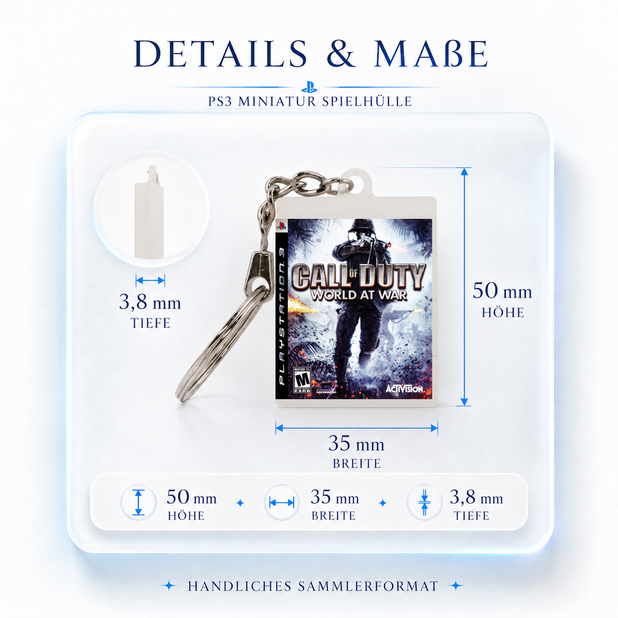 Call of Duty: World at War - PS3 Miniatur Spielhülle Schlüsselanhänger