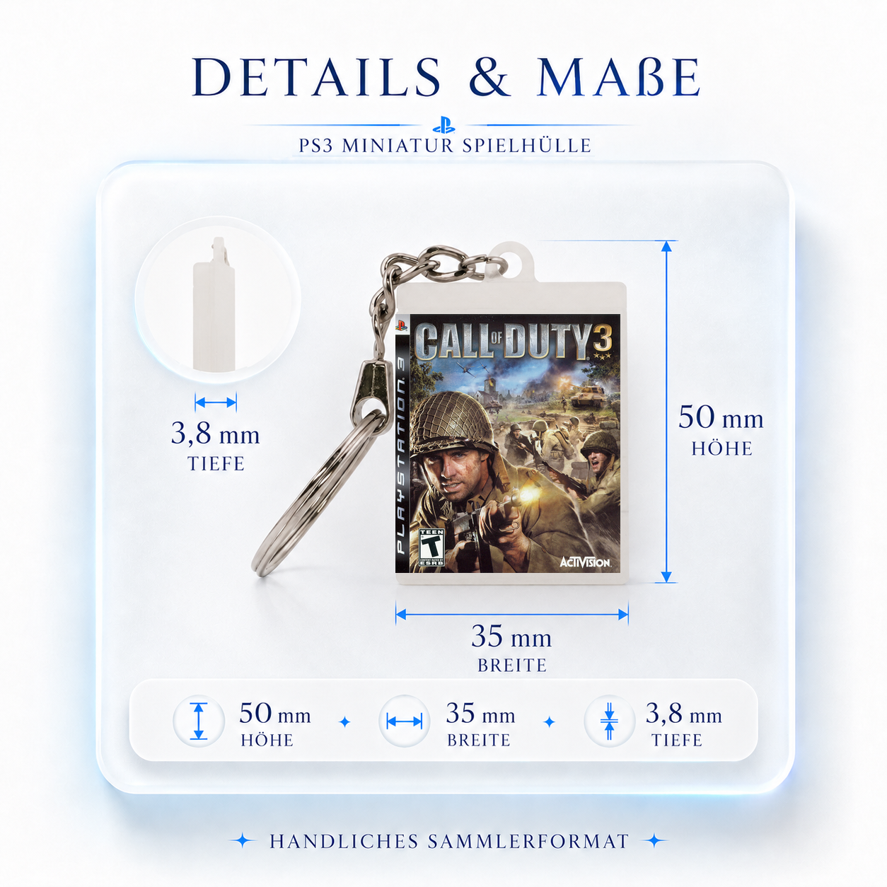 Call of Duty 3 - PS3 Miniatur Spielhülle Schlüsselanhänger