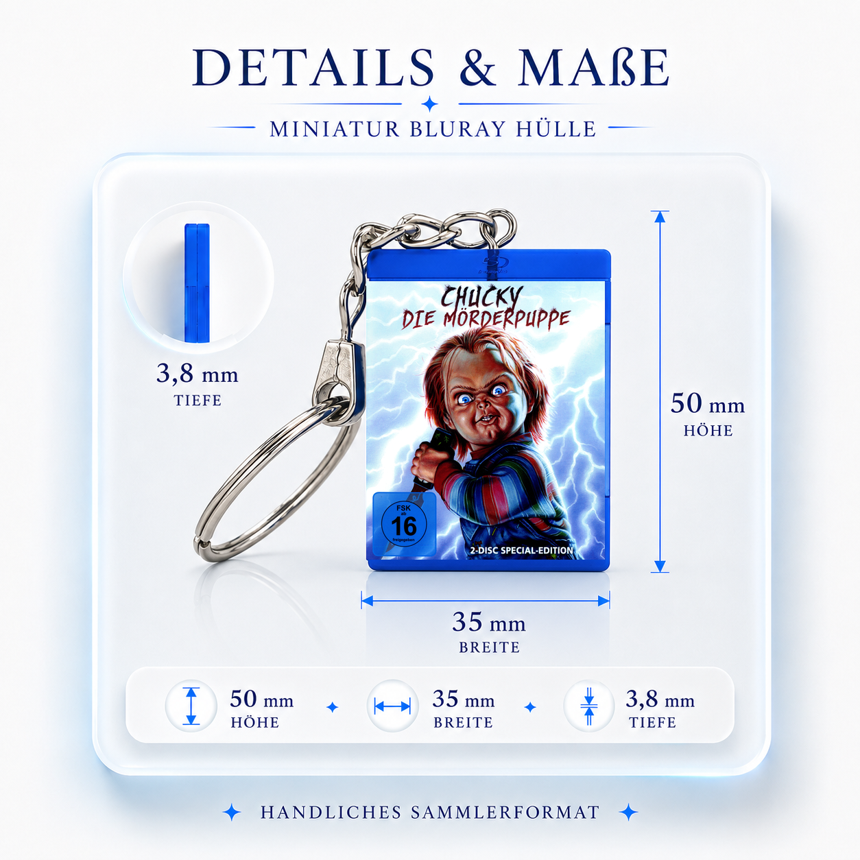 Chucky: Die Mörderpuppe - Film Miniatur Blu-Ray Hülle Schlüsselanhänger