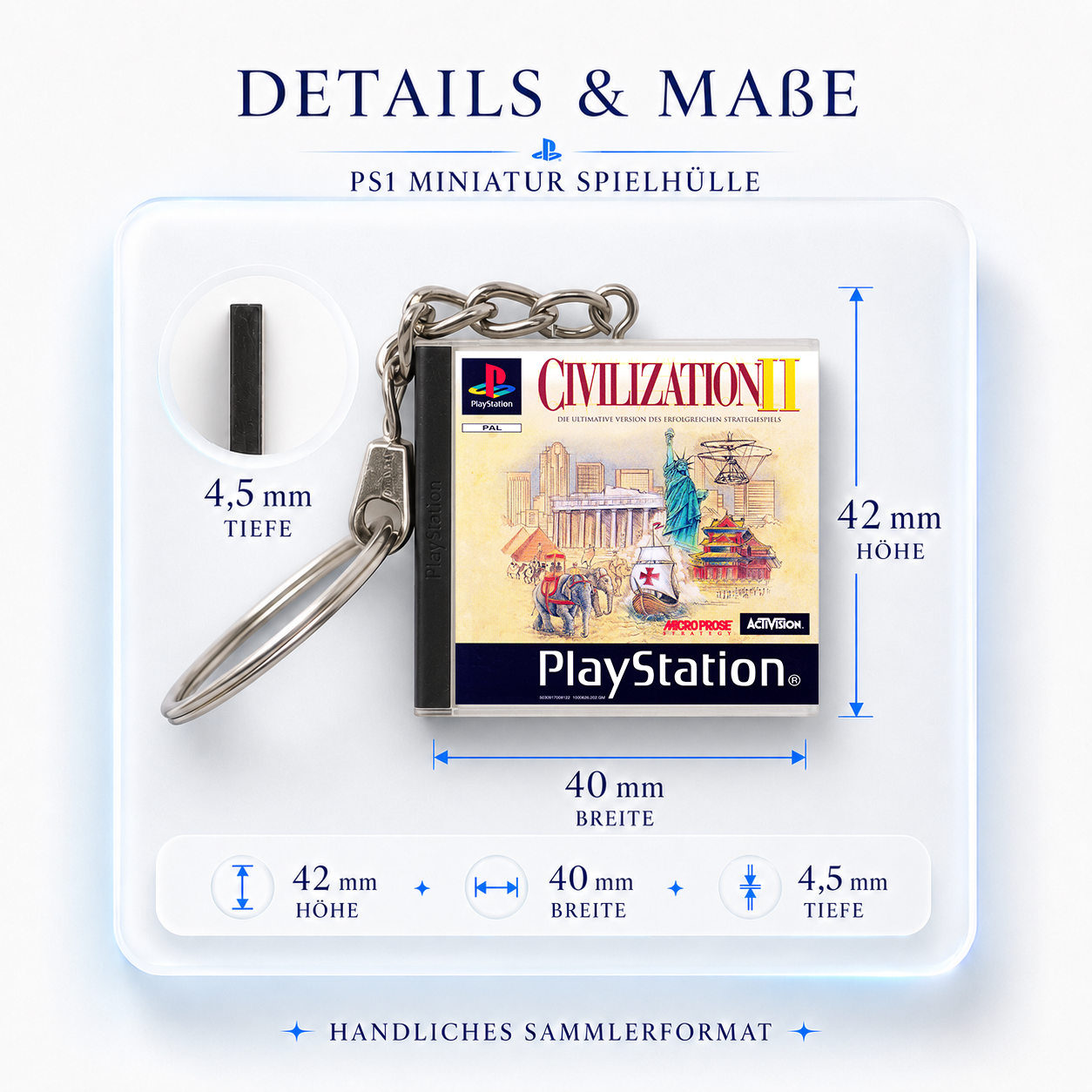 Civilization II - PS1 Miniatur Spielhülle Schlüsselanhänger