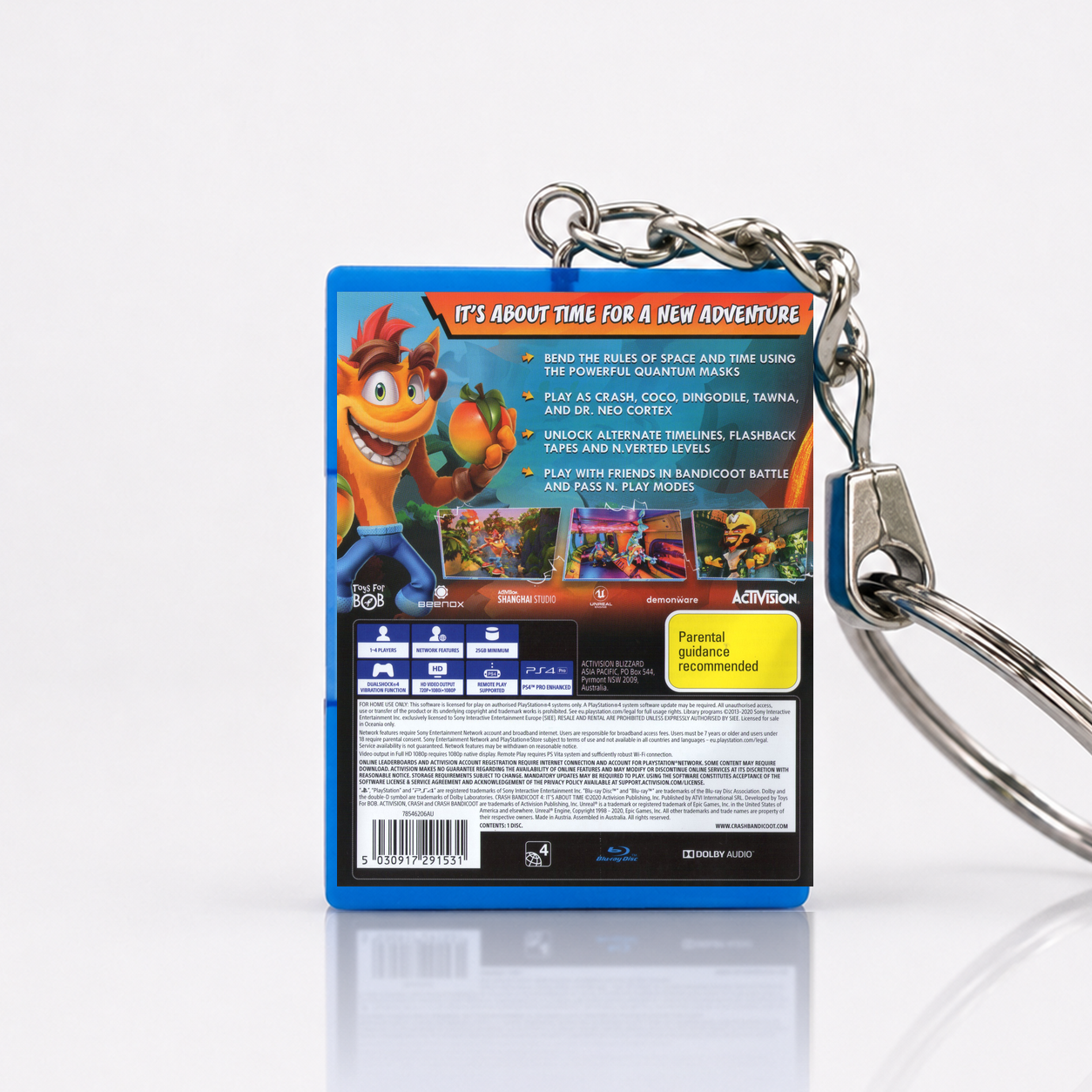 Crash Bandicoot 4: It's About Time - PS4 Miniatur Spielhülle Schlüsselanhänger