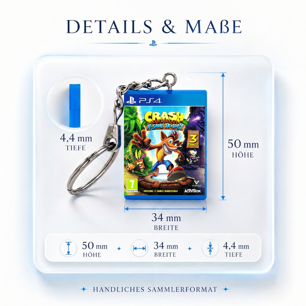 Crash Bandicoot N. Sane Trilogy - PS4 Miniatur Spielhülle Schlüsselanhänger