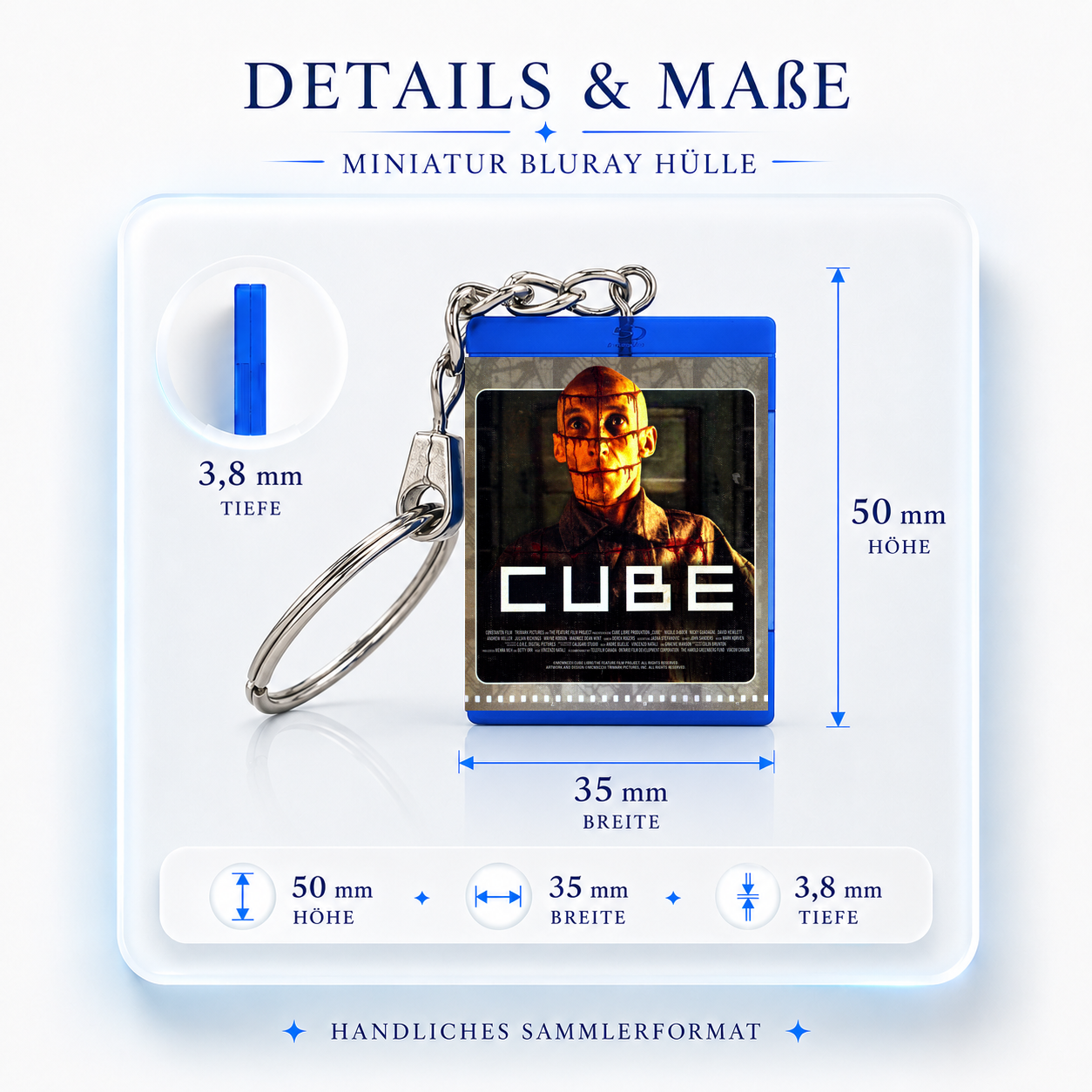 Cube - Film Miniatur Blu-Ray Hülle Schlüsselanhänger