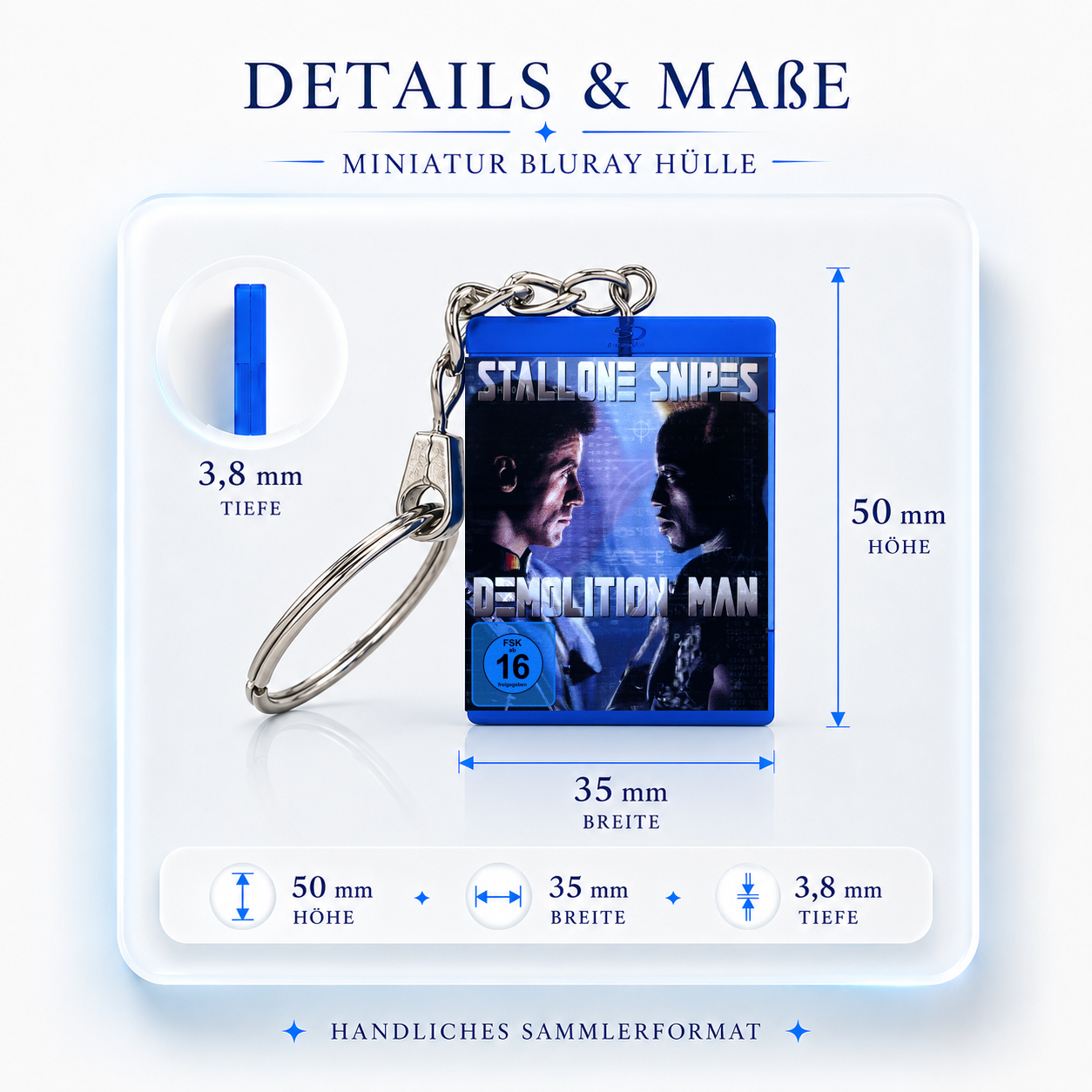 Demolition Man - Movie Miniature Blu-Ray Case Keychain
