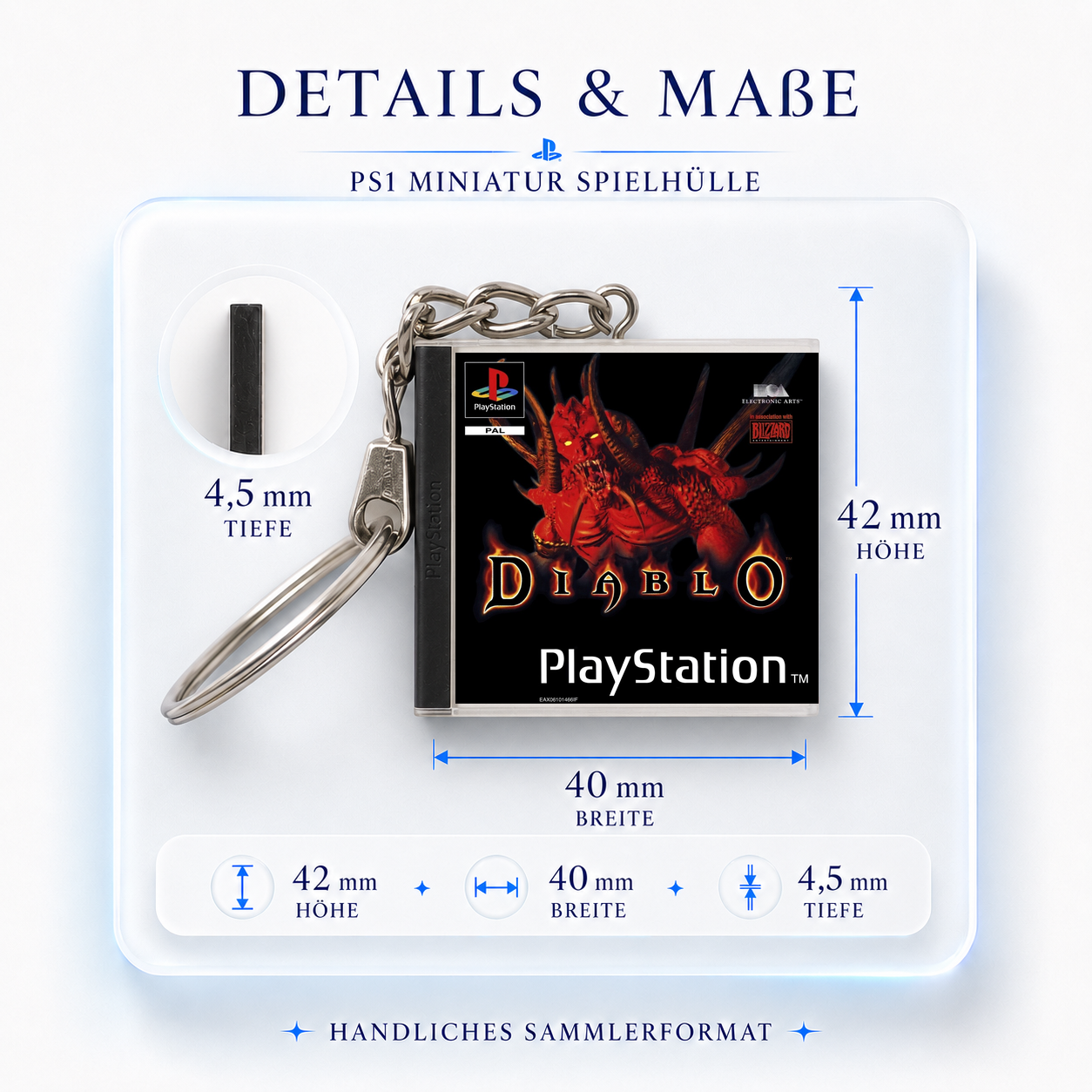 Diablo - PS1 Miniatur Spielhülle Schlüsselanhänger