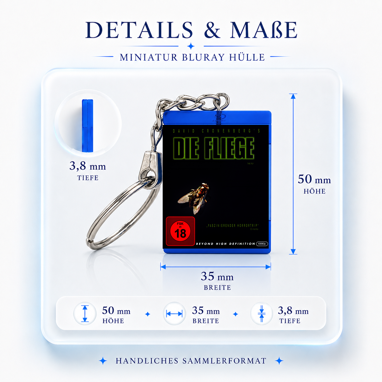Die Fliege - Film Miniatur Blu-Ray Hülle Schlüsselanhänger
