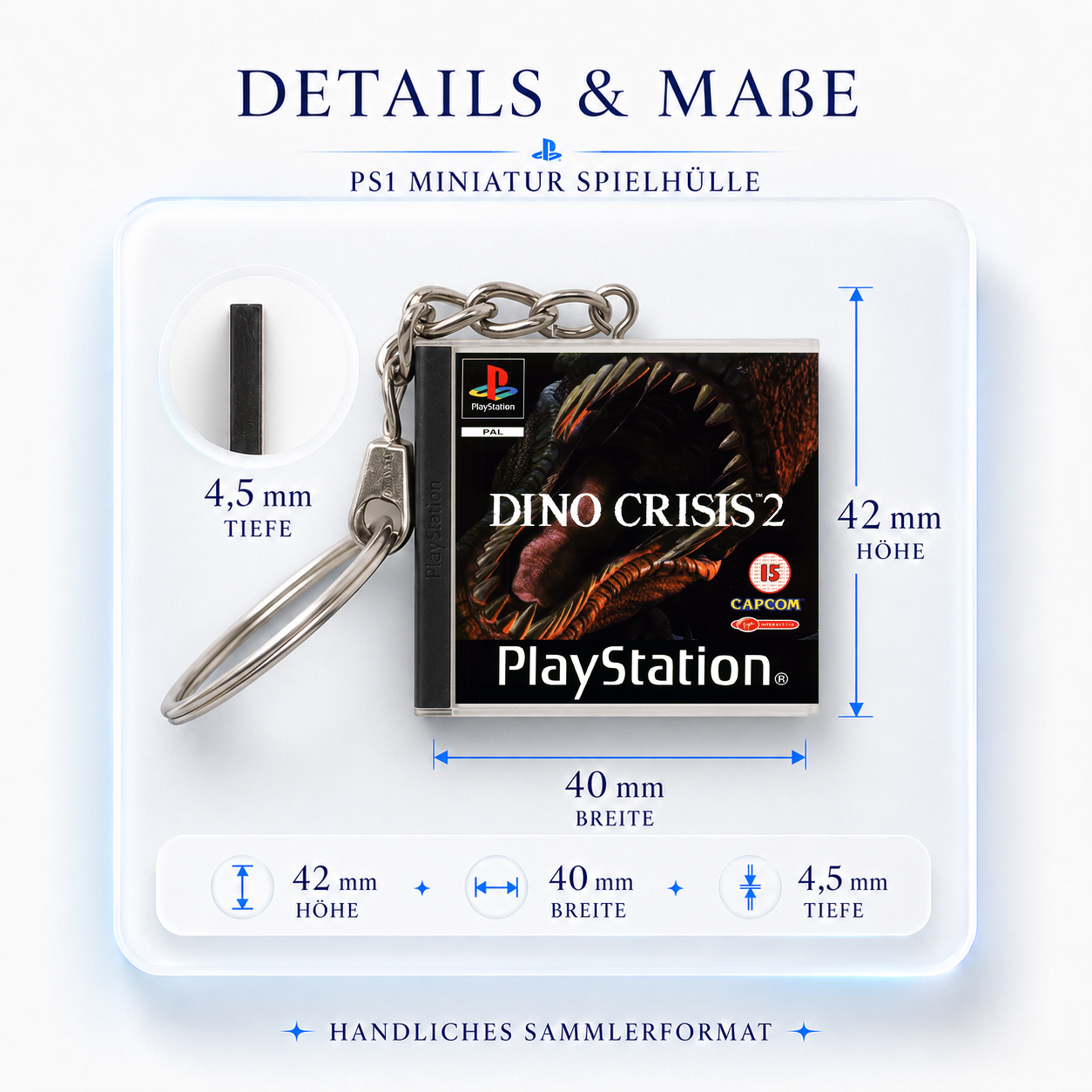 Dino Crisis 2 - PS1 Miniatur Spielhülle Schlüsselanhänger