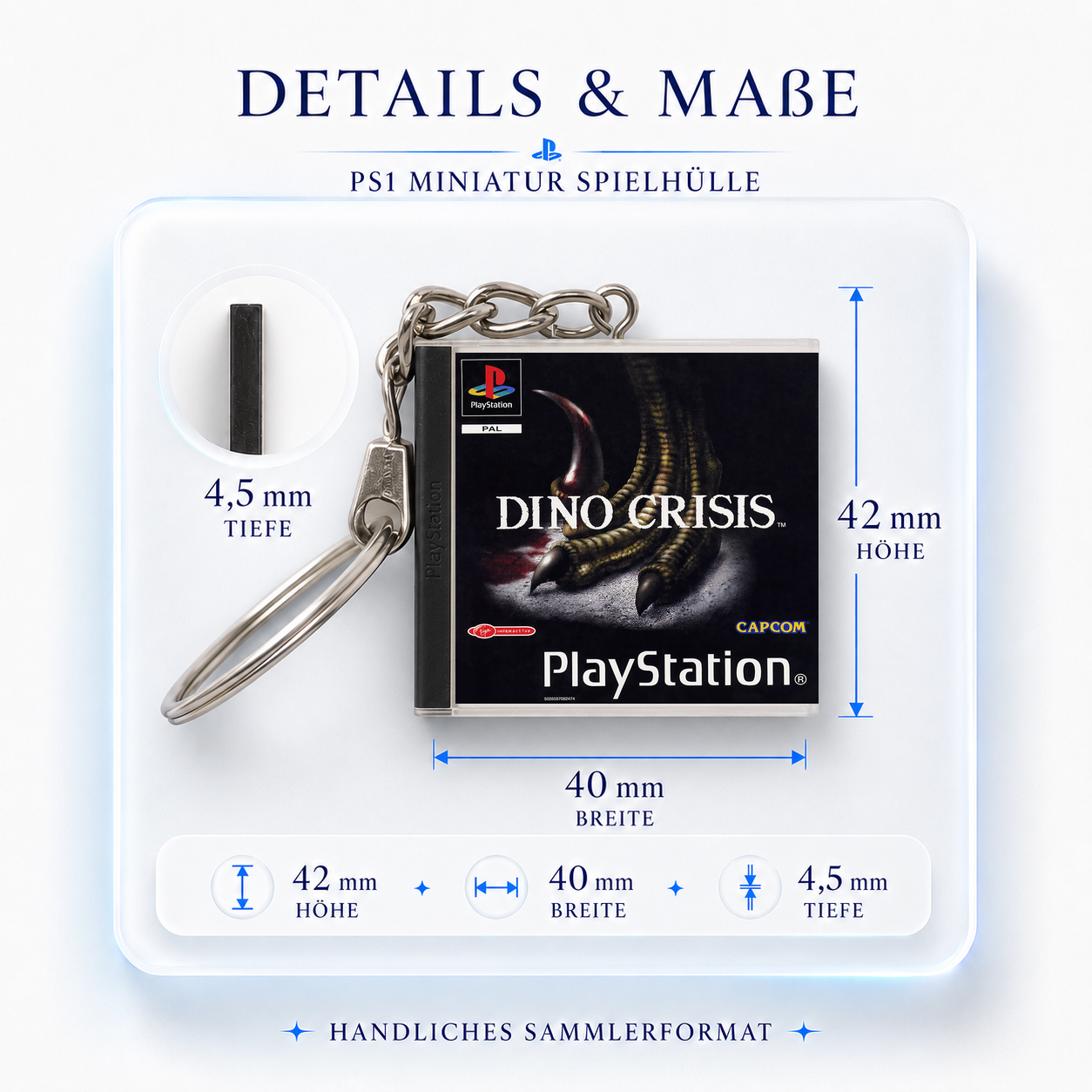 Dino Crisis - PS1 Miniatur Spielhülle Schlüsselanhänger