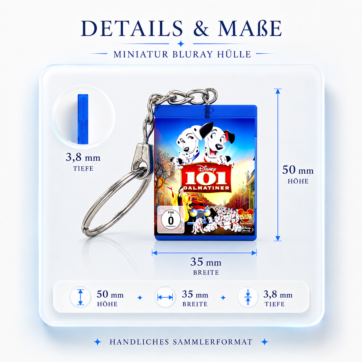 101 Dalmatiner - Film Miniatur Blu-Ray Hülle Schlüsselanhänger