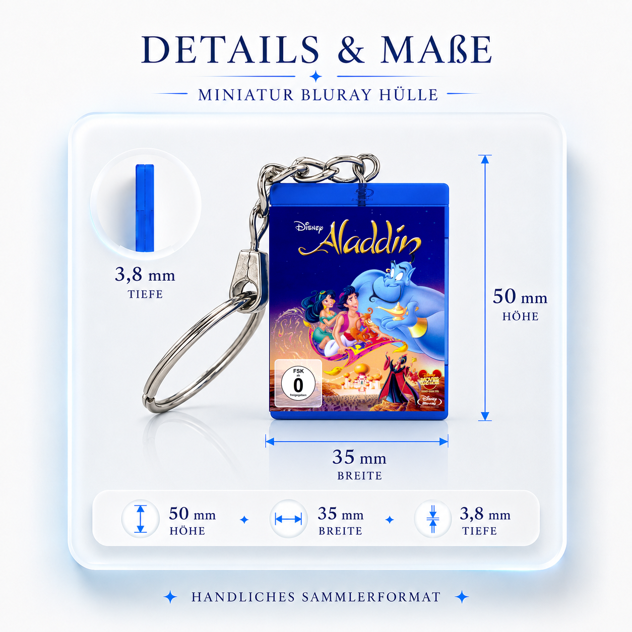 Aladdin - Film Miniatur Blu-Ray Hülle Schlüsselanhänger