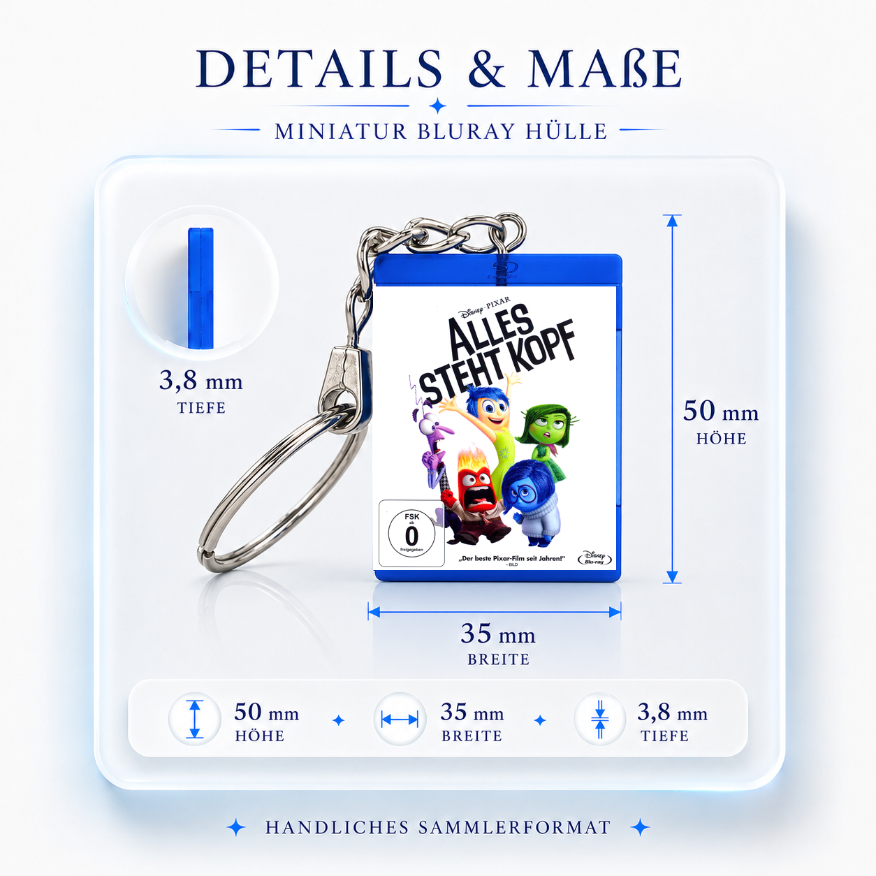 Alles steht Kopf - Film Miniatur Blu-Ray Hülle Schlüsselanhänger