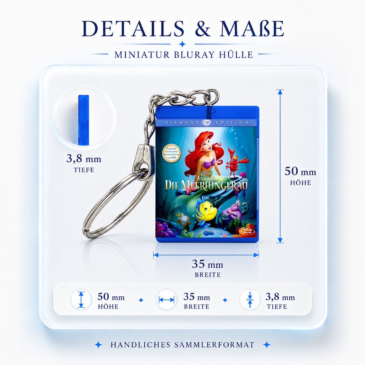Arielle: Die Meerjungfrau - Film Miniatur Blu-Ray Hülle Schlüsselanhänger