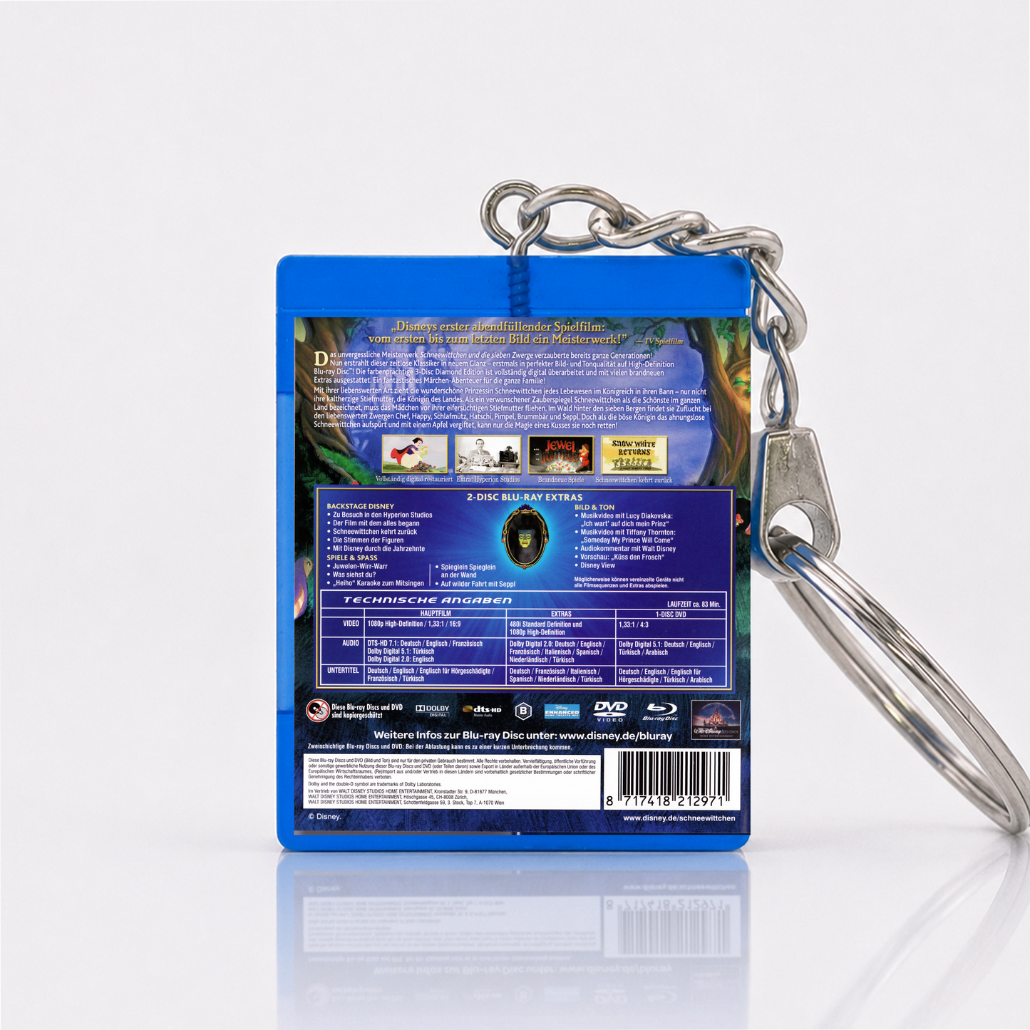 Schneewittchen und die sieben Zwerge - Film Miniatur Blu-Ray Hülle Schlüsselanhänger