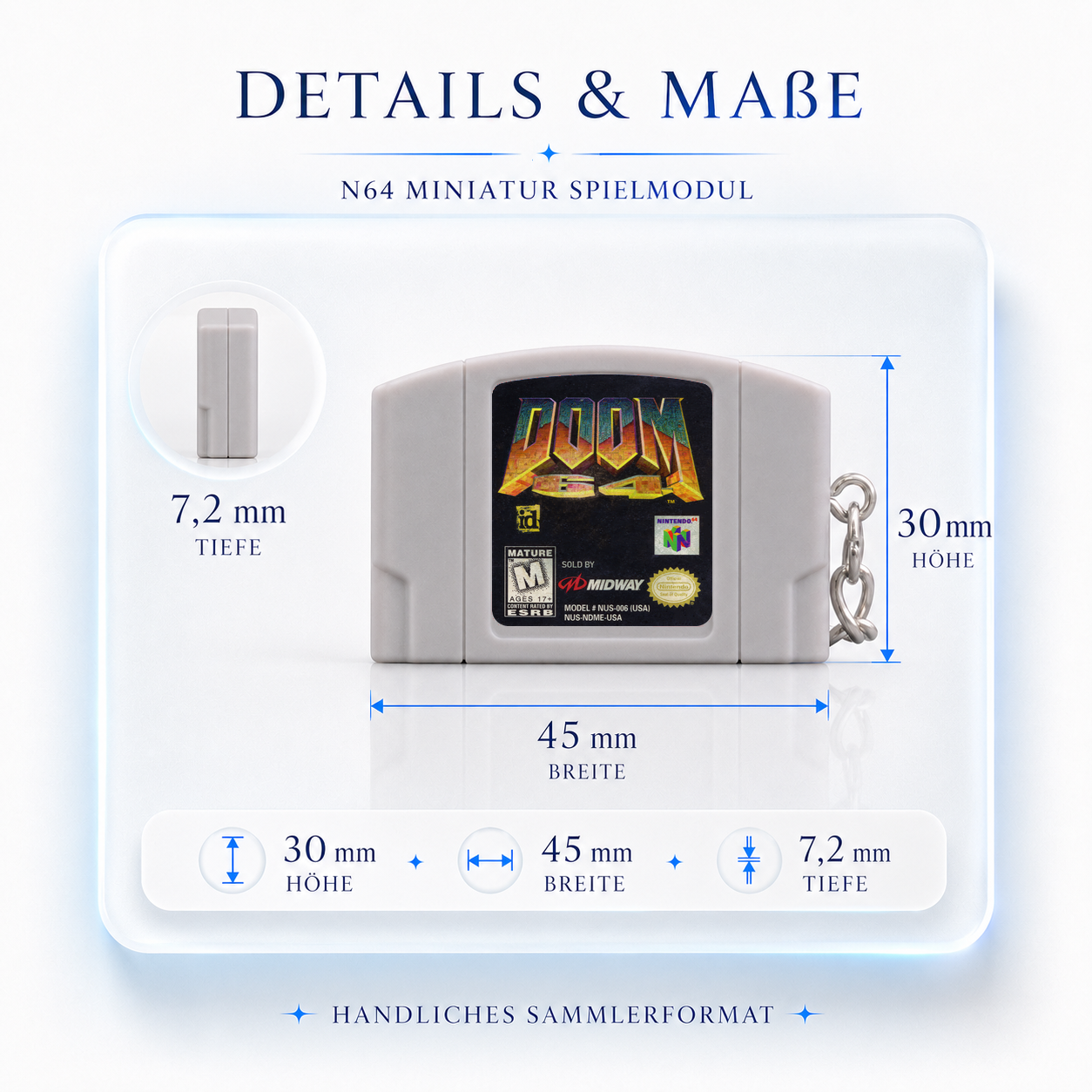 Doom 64 - N64 Miniatur Spielmodul Schlüsselanhänger