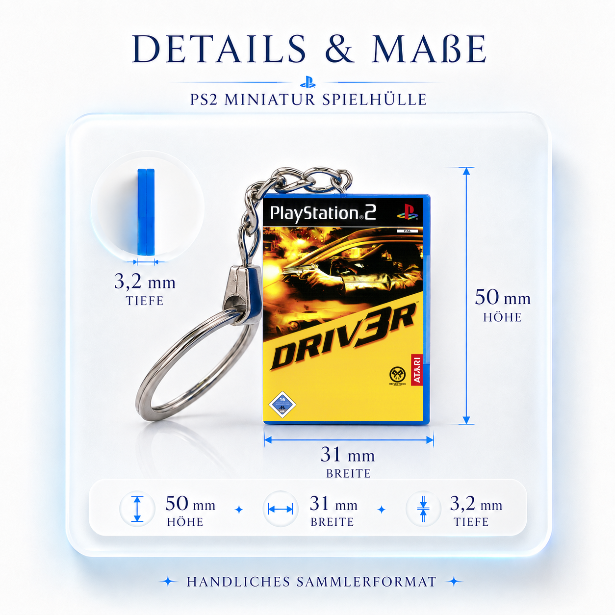 Driv3r - PS2 Miniatur Spielhülle Schlüsselanhänger