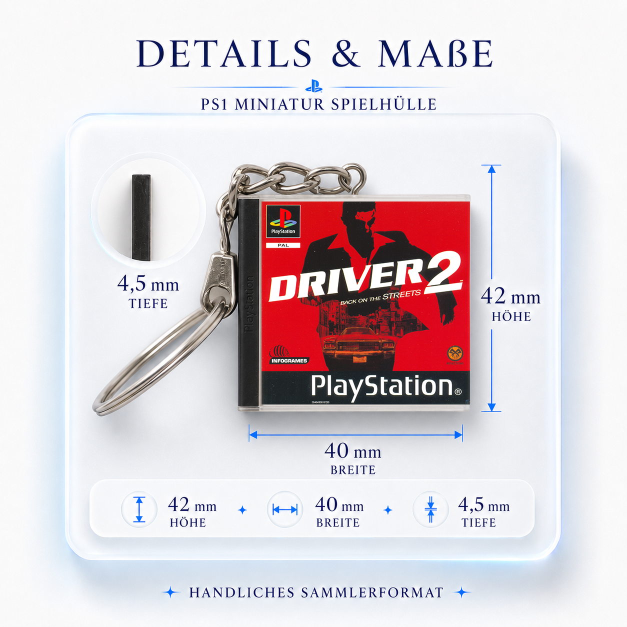 Driver 2 - PS1 Miniatur Spielhülle Schlüsselanhänger