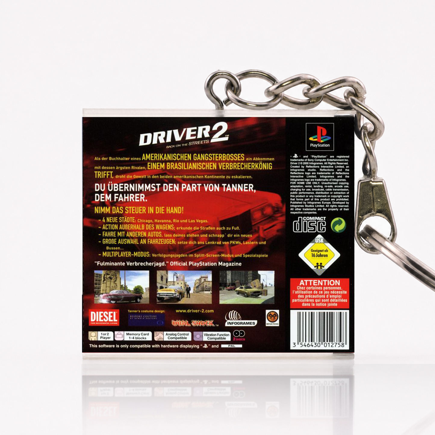 Driver 2 - PS1 Miniatur Spielhülle Schlüsselanhänger