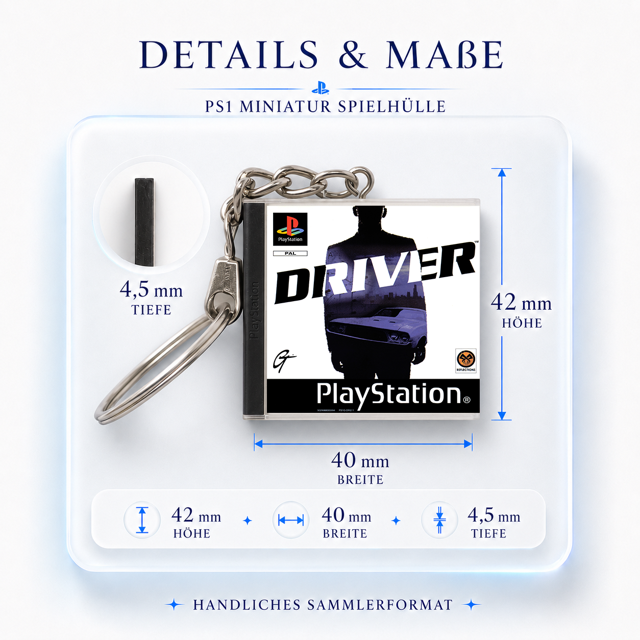 Driver - PS1 Miniatur Spielhülle Schlüsselanhänger