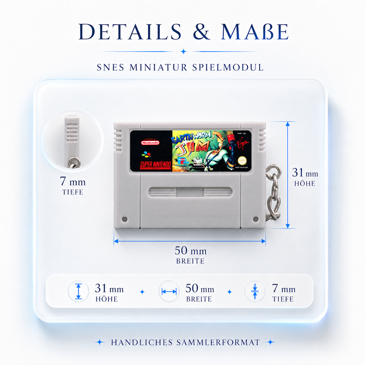 Earthworm Jim - SNES Miniature Game Cartridge Keychain