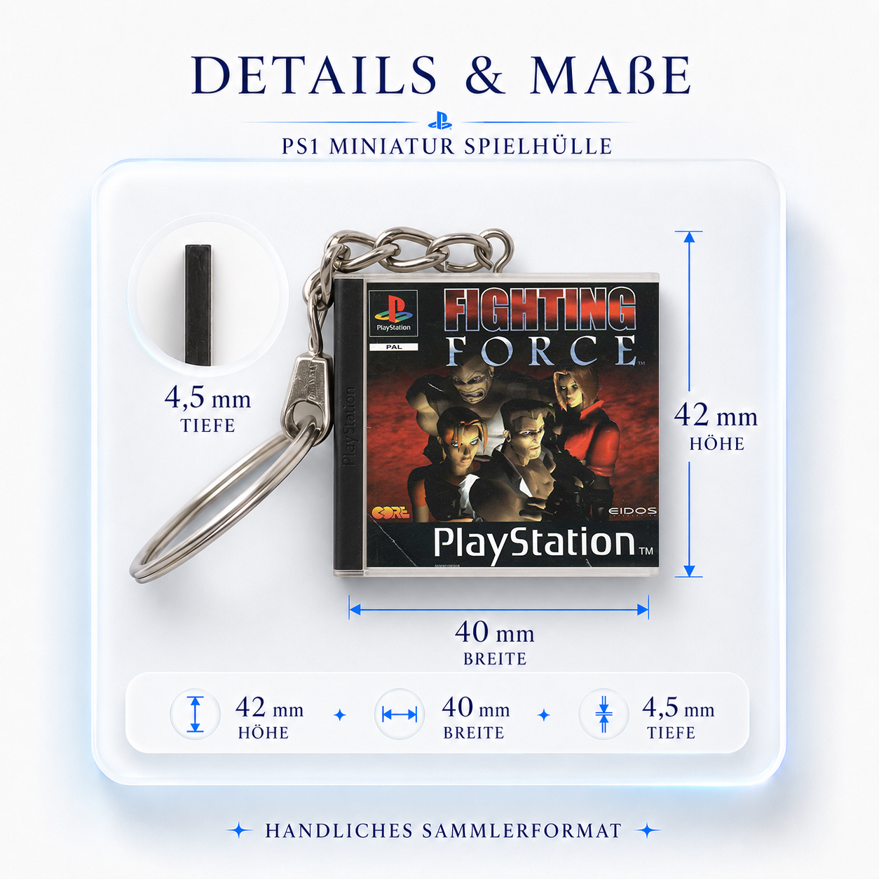 Fighting Force - PS1 Miniatur Spielhülle Schlüsselanhänger