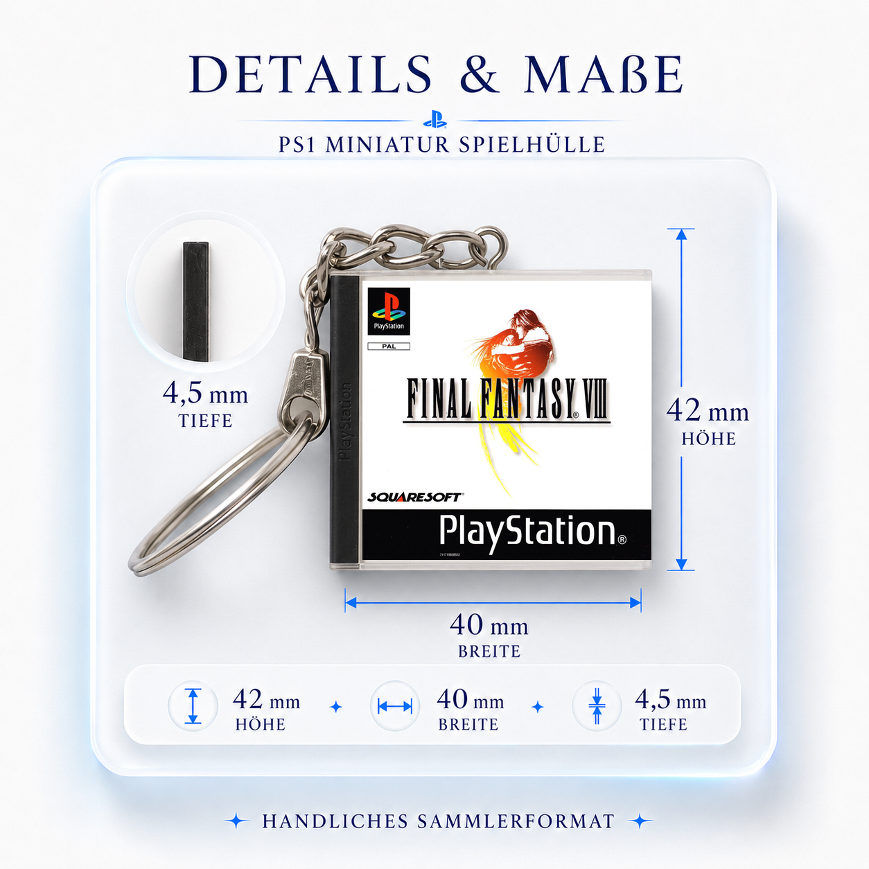 Final Fantasy VIII - PS1 Miniatur Spielhülle Schlüsselanhänger