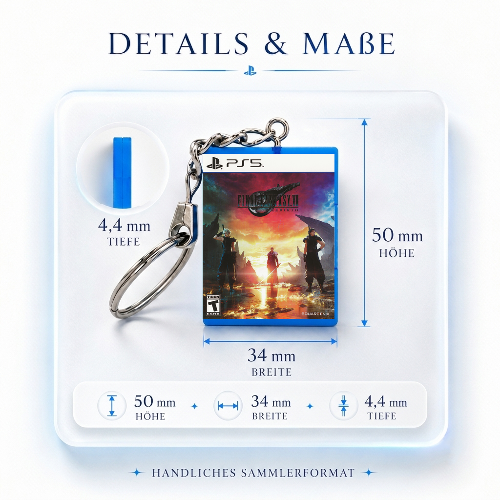 Final Fantasy VII: Rebirth - PS5 Miniatur Spielhülle Schlüsselanhänger