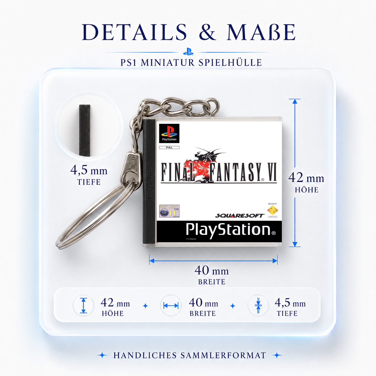 Final Fantasy VI - PS1 Miniatur Spielhülle Schlüsselanhänger