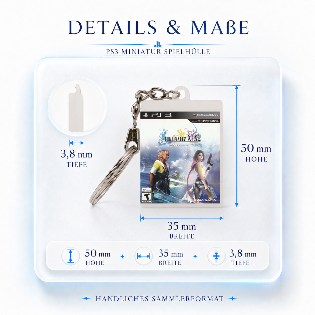 Final Fantasy X - X-2 HD Remaster - PS3 Miniatur Spielhülle Schlüsselanhänger