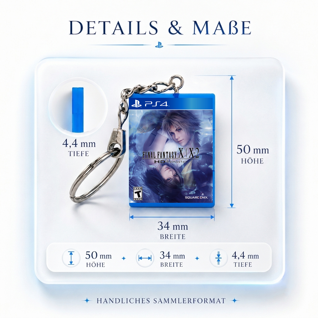 Final Fantasy X - X-2 HD Remaster - PS4 Miniatur Spielhülle Schlüsselanhänger