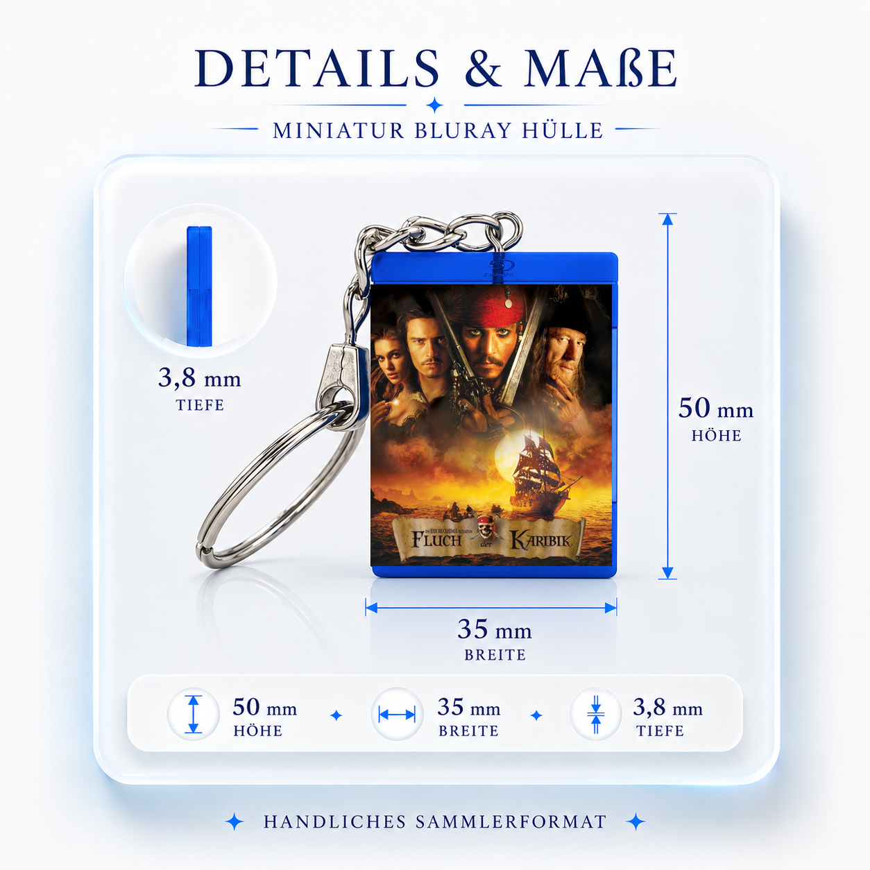 Fluch der Karibik - Film Miniatur Blu-Ray Hülle Schlüsselanhänger