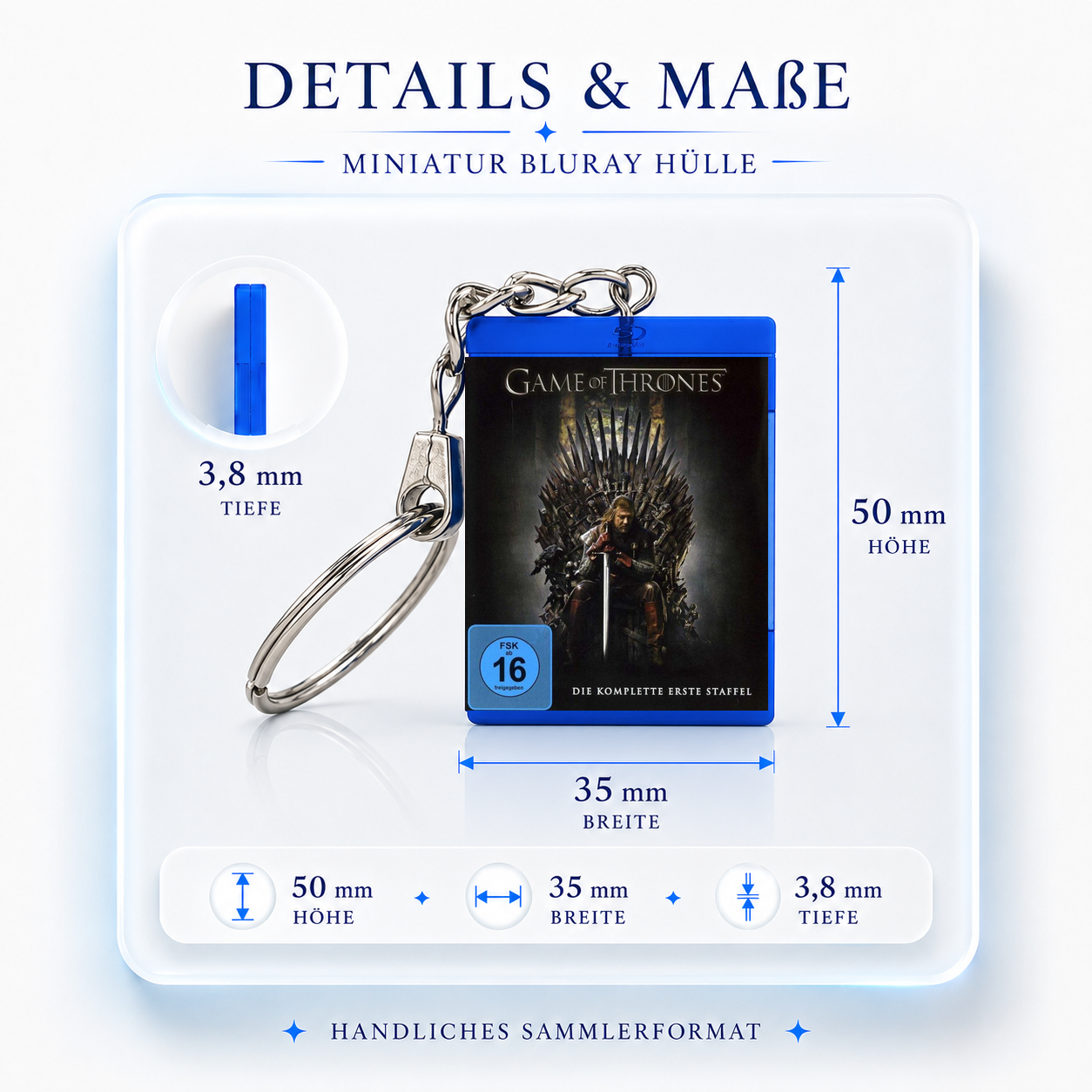 Game of Thrones - Serien Miniatur Blu-Ray Hülle Schlüsselanhänger