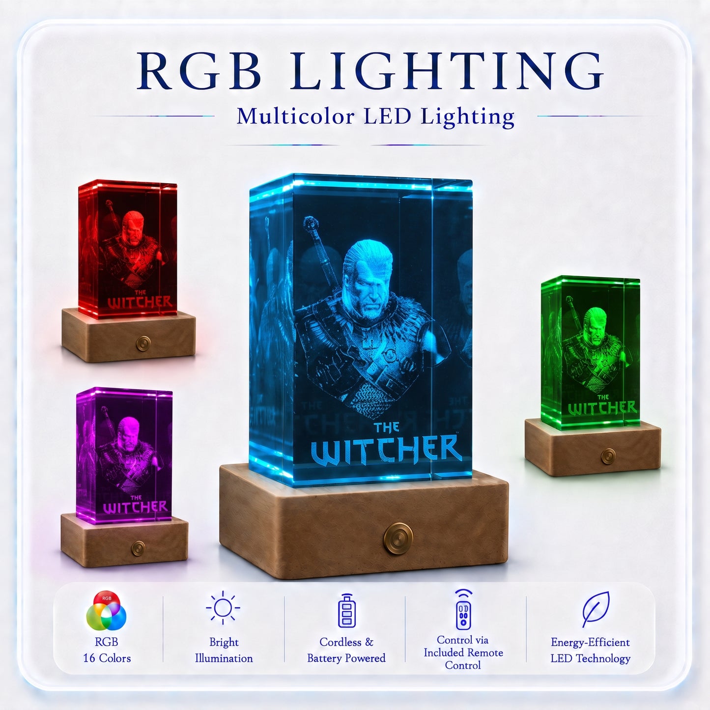 Geralt of Rivia: The Witcher - 3D Crystal Lamp