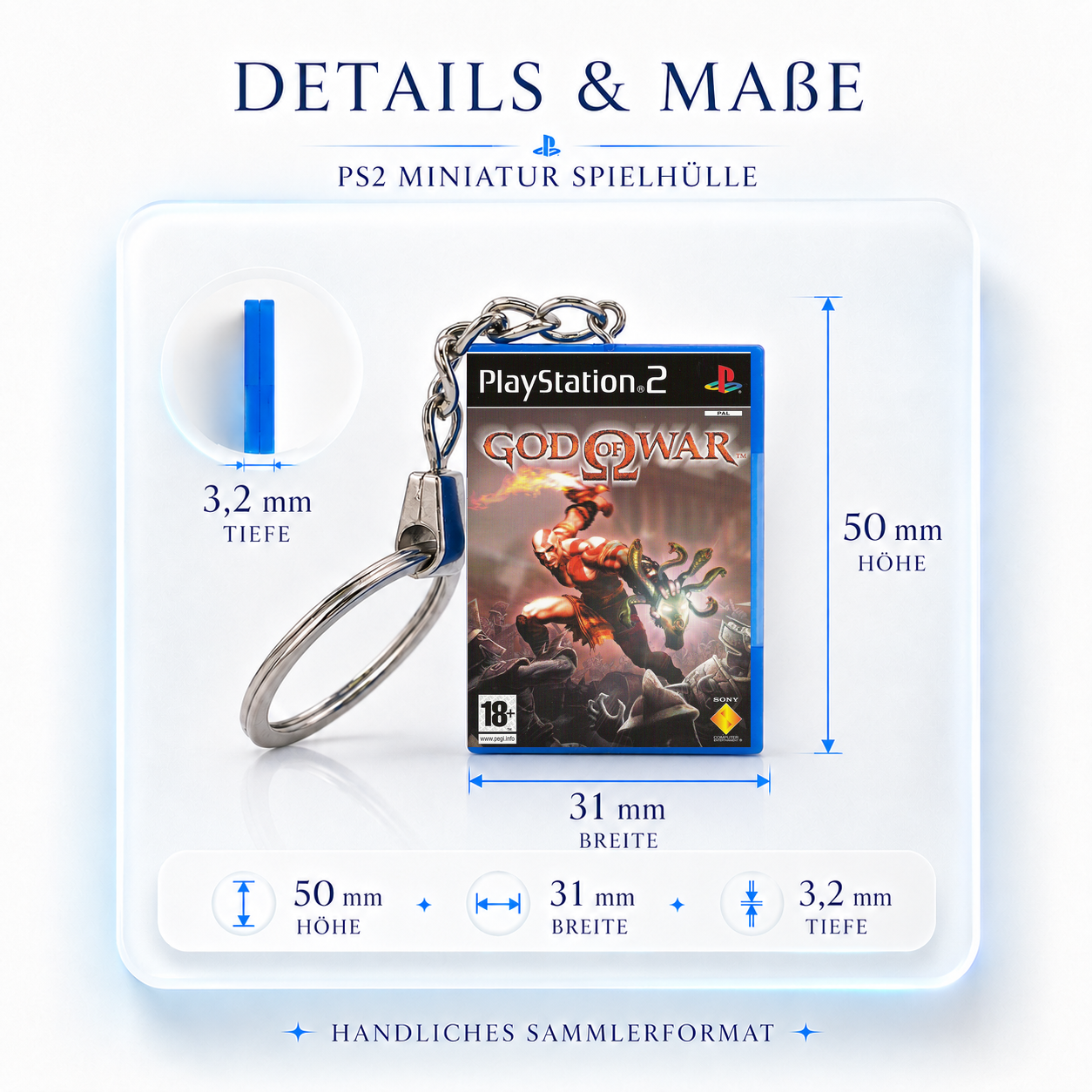 God of War - PS2 Miniatur Spielhülle Schlüsselanhänger