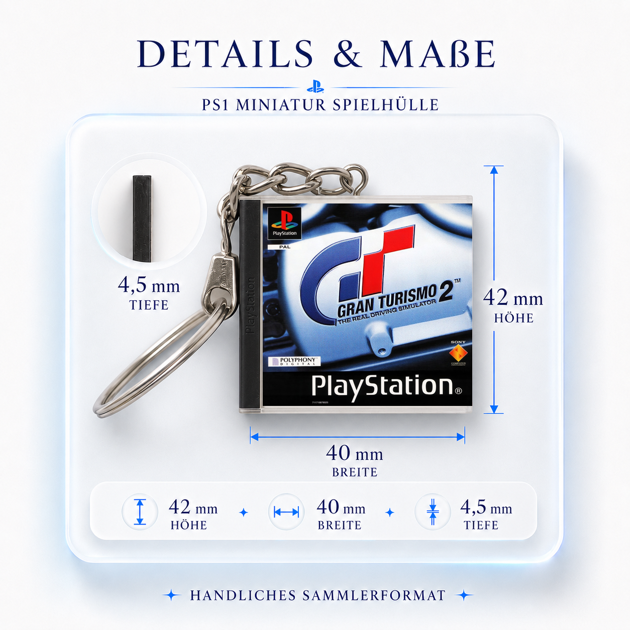 Gran Turismo 2 - PS1 Miniatur Spielhülle Schlüsselanhänger