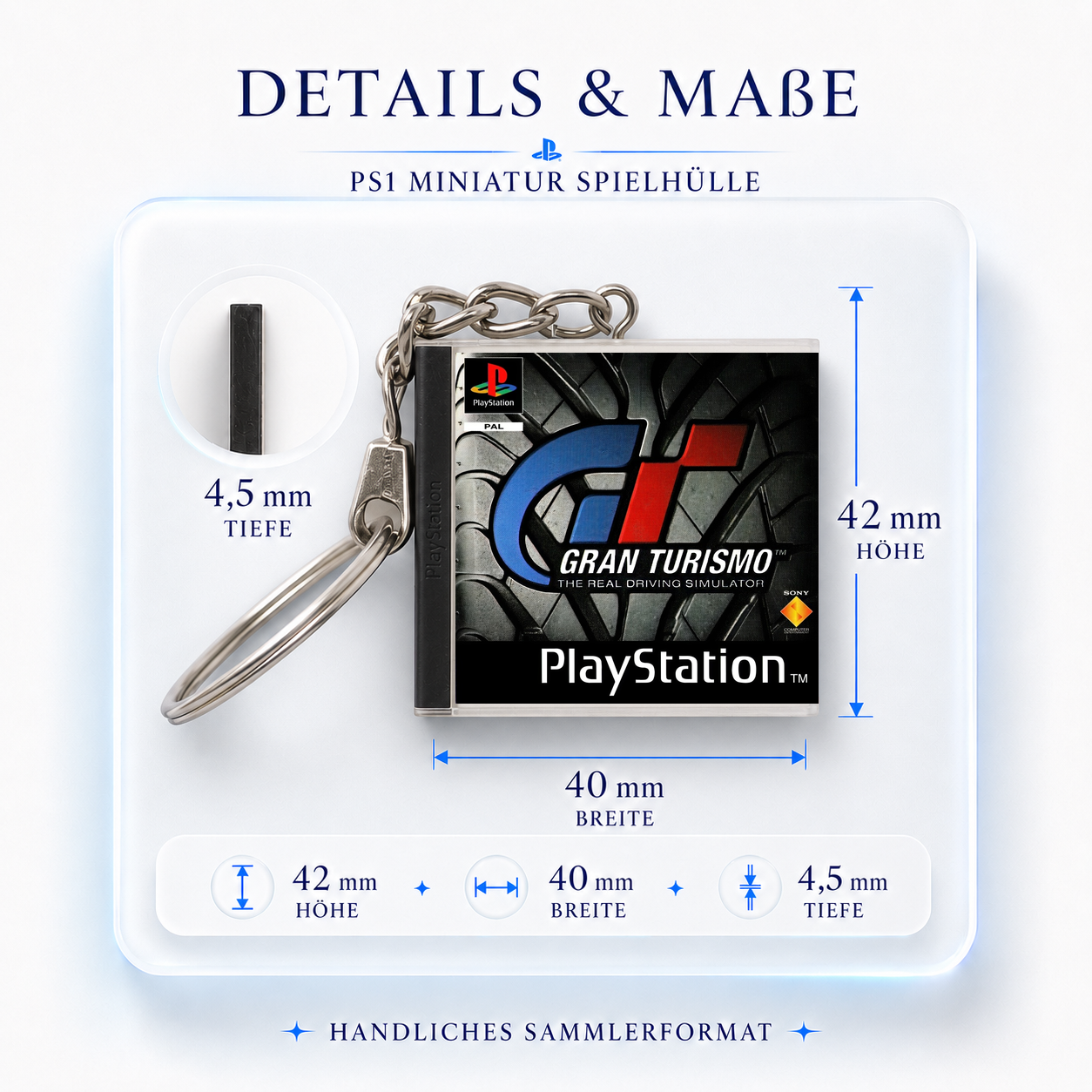 Gran Turismo - PS1 Miniatur Spielhülle Schlüsselanhänger