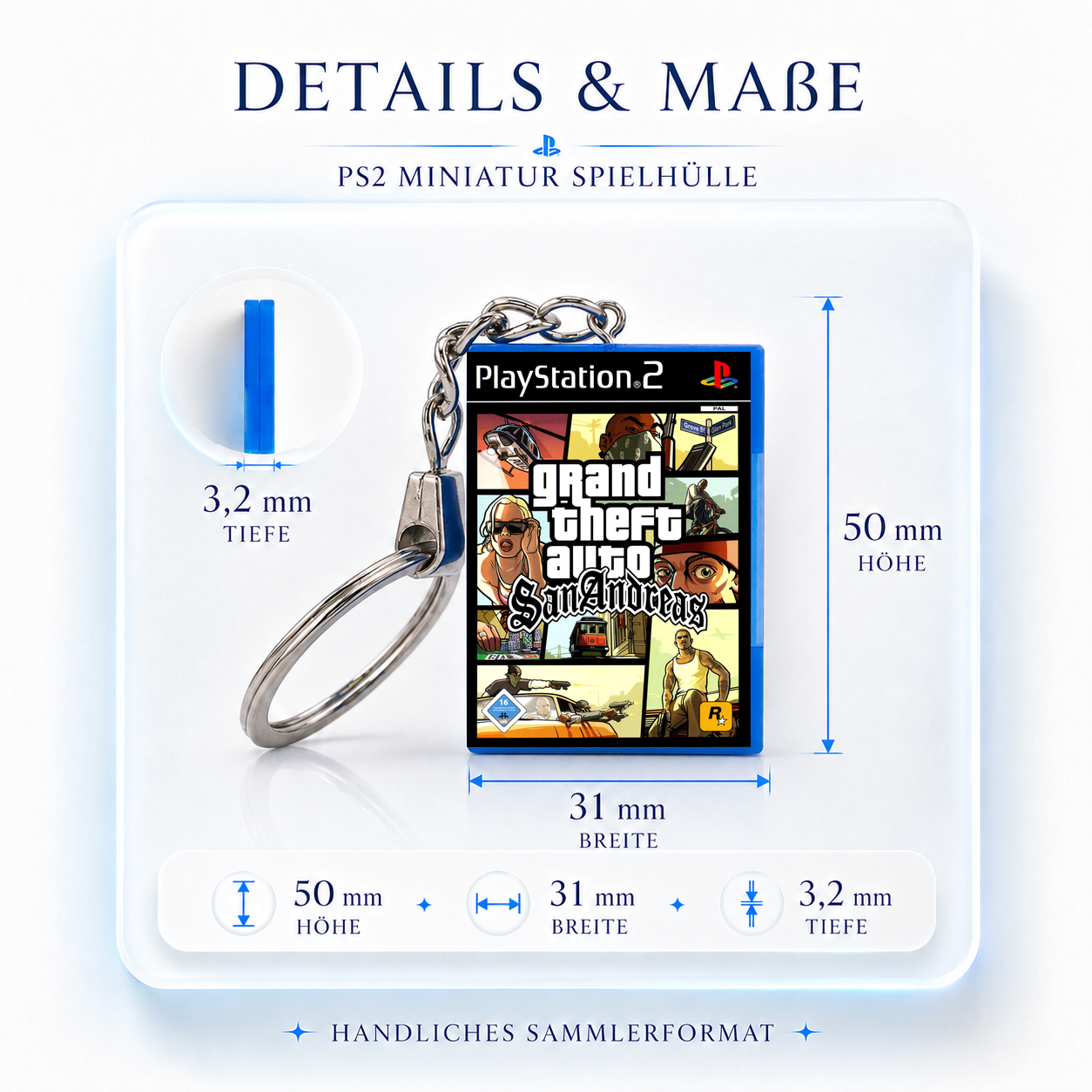 Grand Theft Auto: San Andreas - PS2 Miniatur Spielhülle Schlüsselanhänger