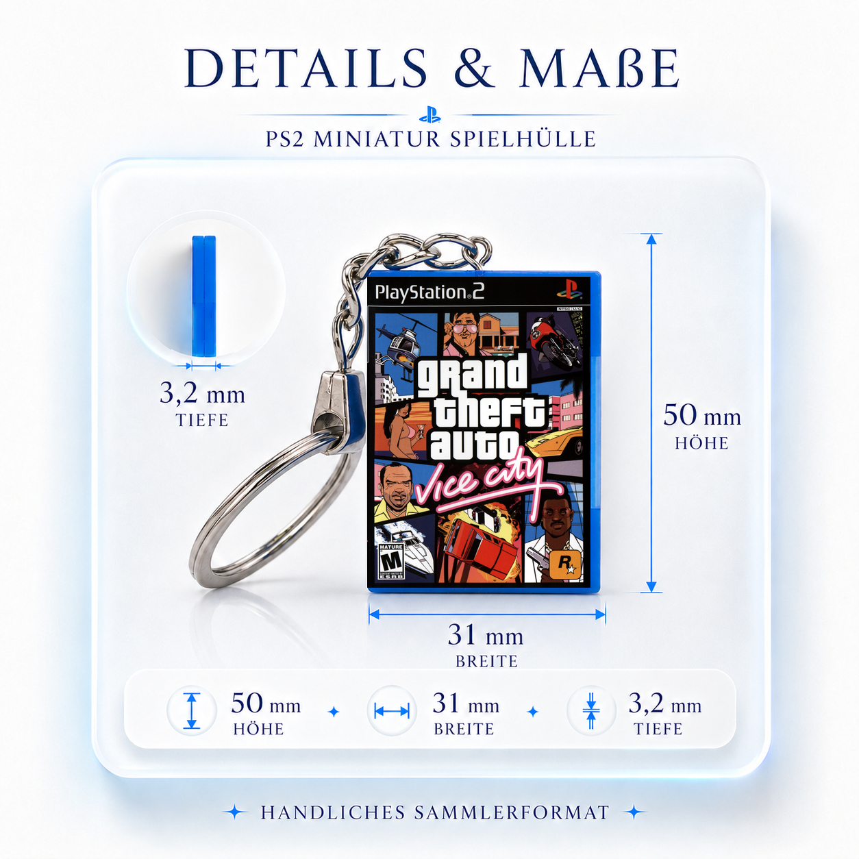 Grand Theft Auto: Vice City - PS2 Miniatur Spielhülle Schlüsselanhänger