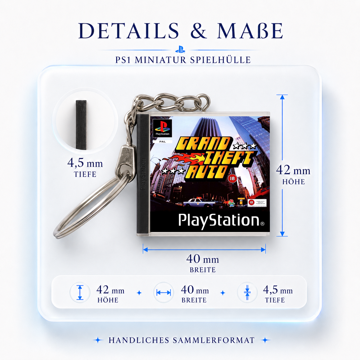Grand Theft Auto - PS1 Miniatur Spielhülle Schlüsselanhänger