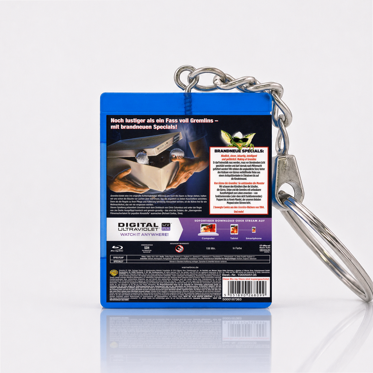 Gremlins-Kleine Monster - Film Miniatur Blu-Ray Hülle Schlüsselanhänger