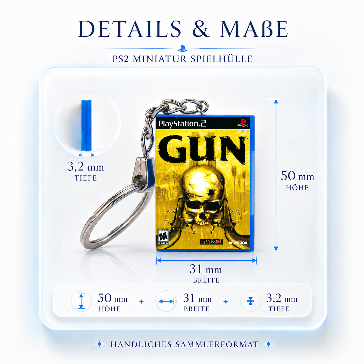 Gun - PS2 Miniatur Spielhülle Schlüsselanhänger