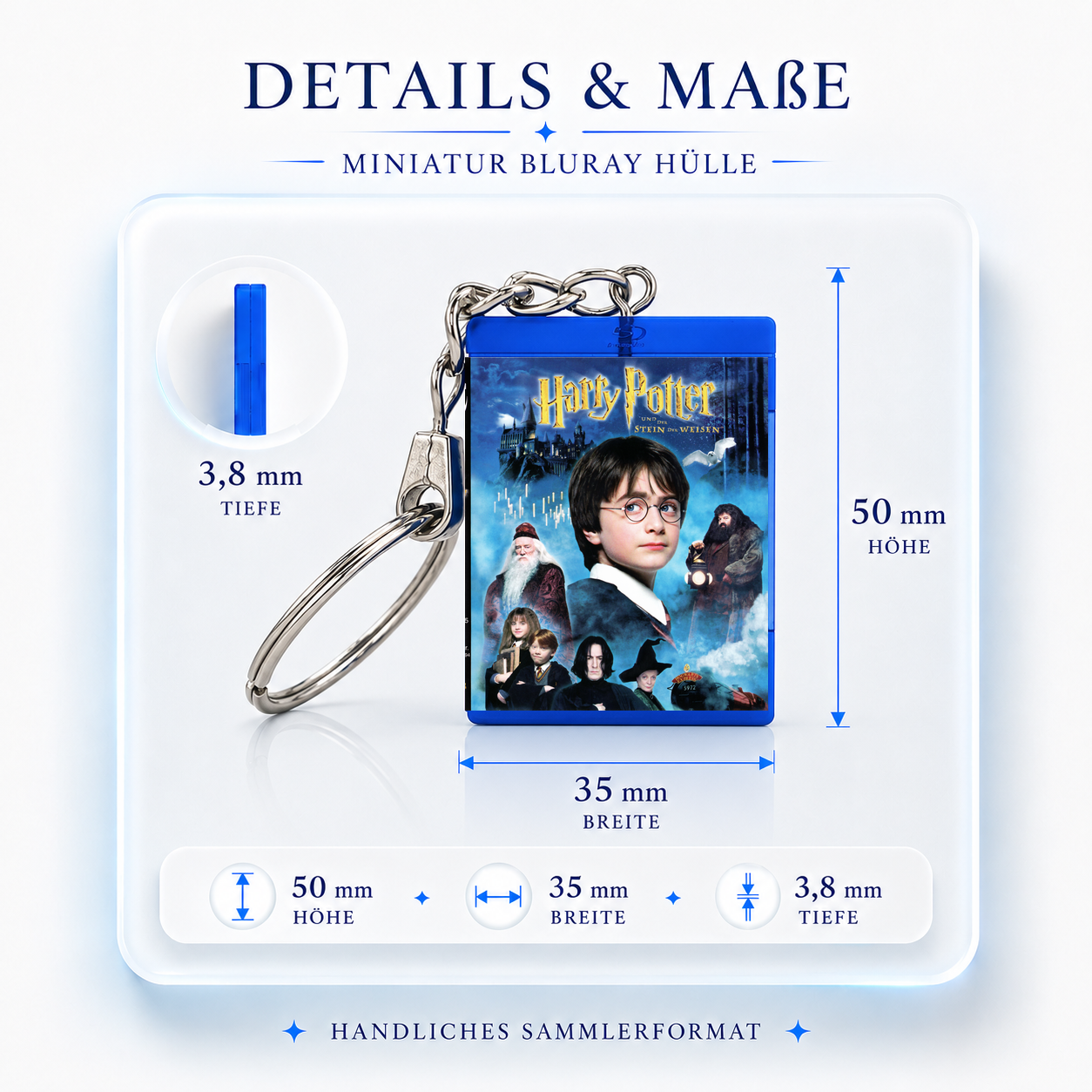 Harry Potter und der Stein der Weisen - Film Miniatur Blu-Ray Hülle Schlüsselanhänger