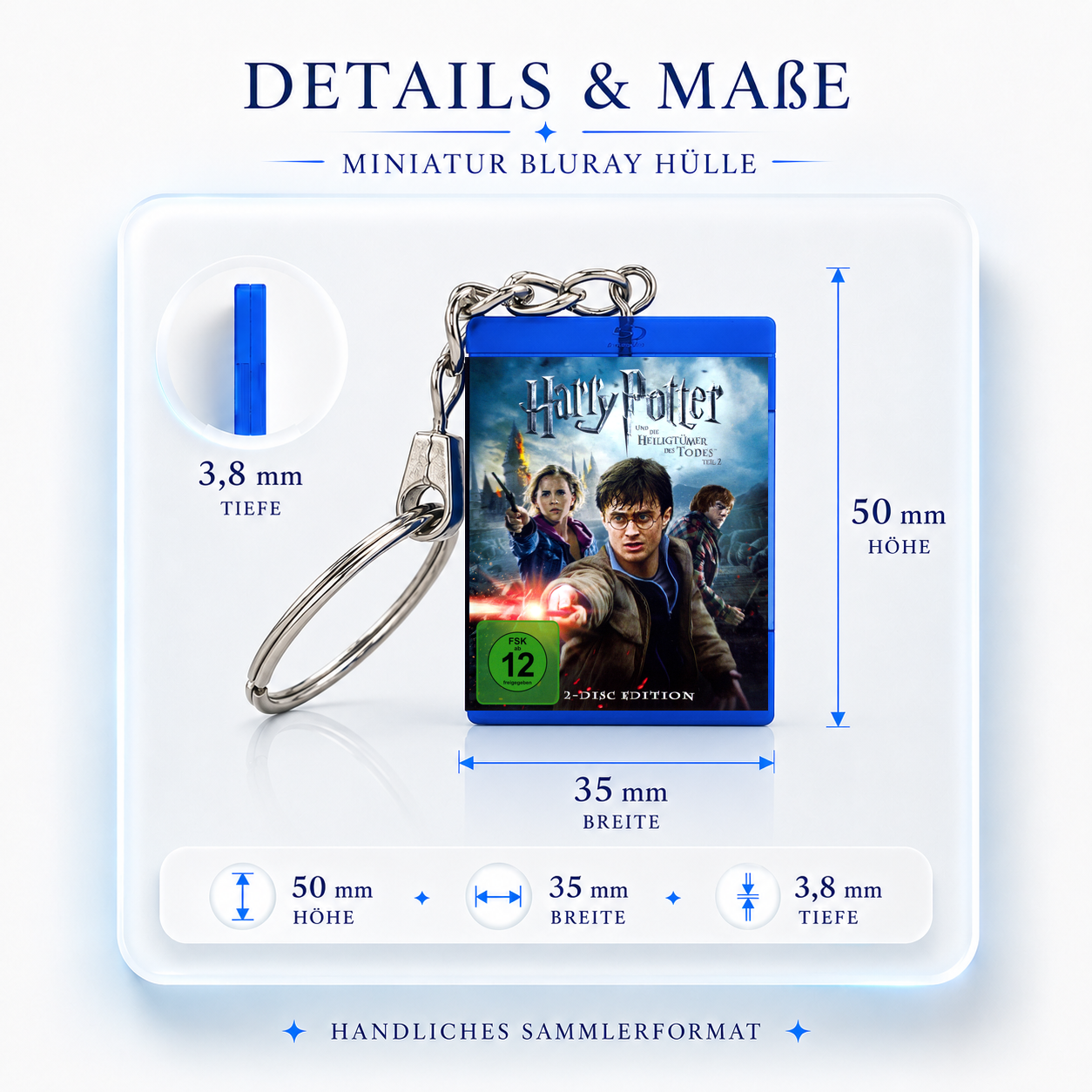 Harry Potter and the Deathly Hallows Part 2 - Movie Miniature Blu-Ray Case Keychain