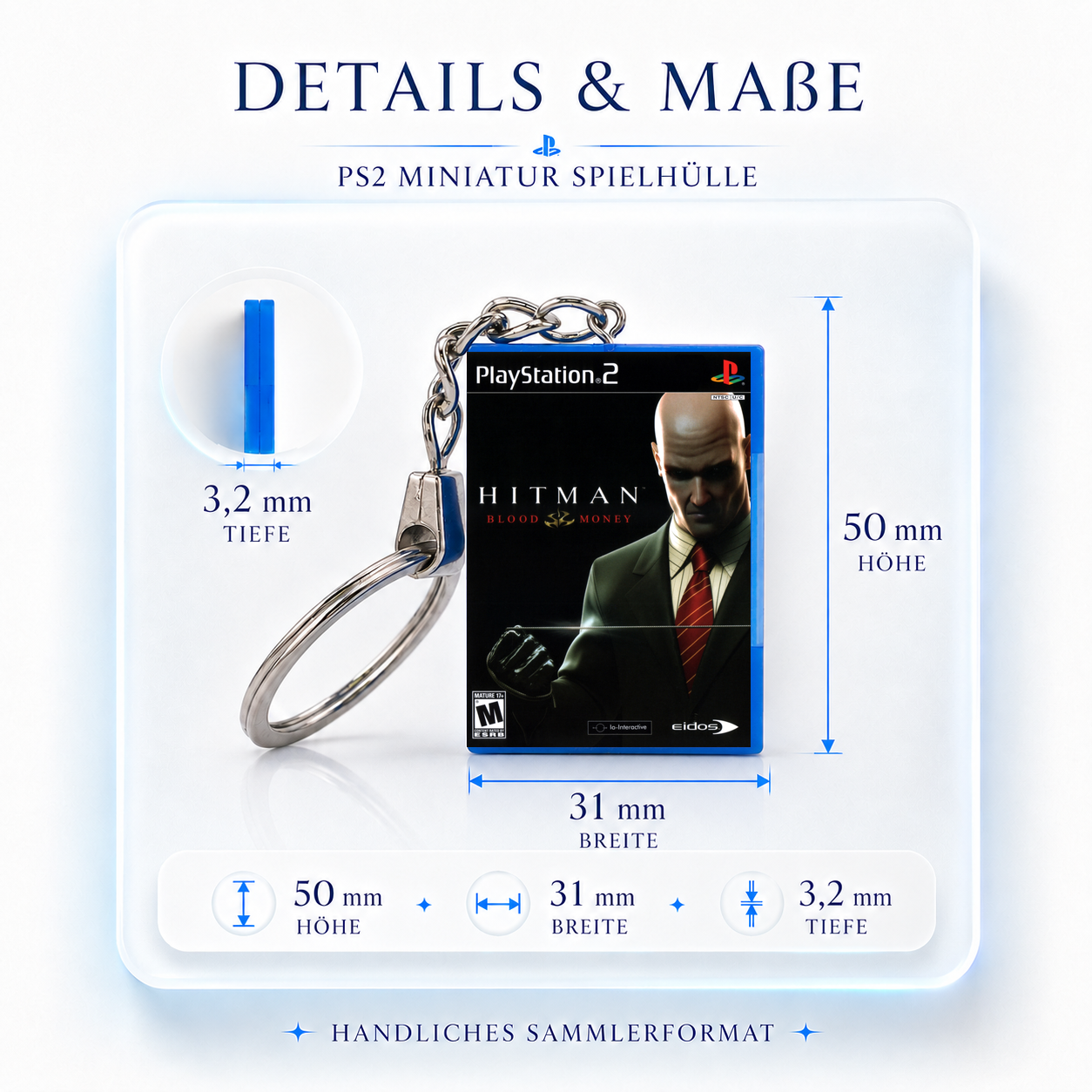 Hitman: Blood Money - PS2 Miniatur Spielhülle Schlüsselanhänger